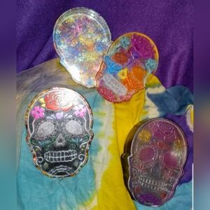 NWT "Glitter Shack" Resin Epoxy Skull Trinket/Jewelry Boxes